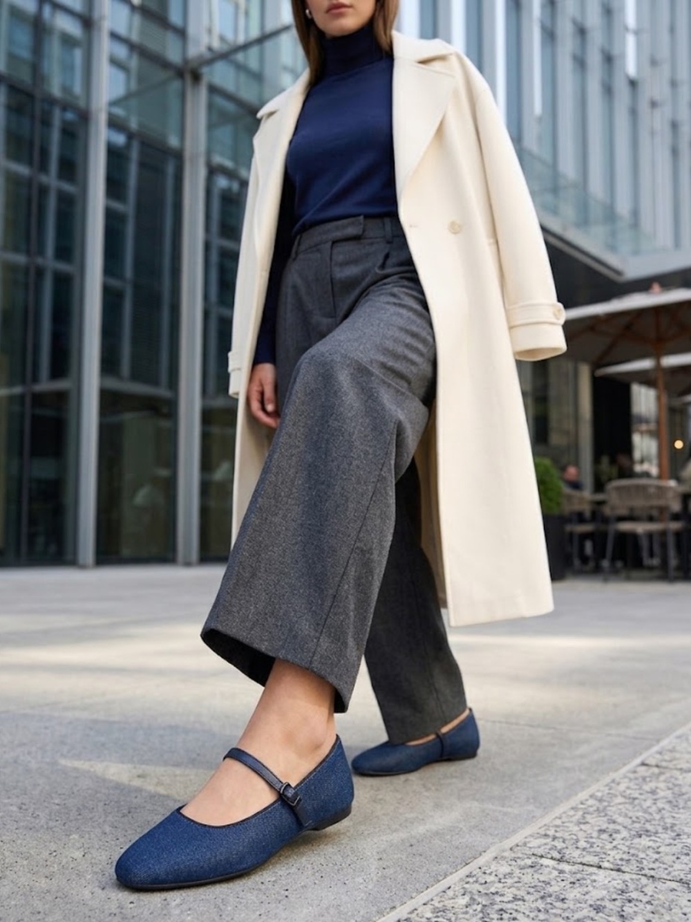 Birdies Navy Mary Jane Flats with Single Strap
